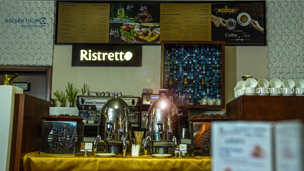 Ristretto Café inside Golden Tulip Headington – cozy coffee spot in a luxury hotel in Muscat